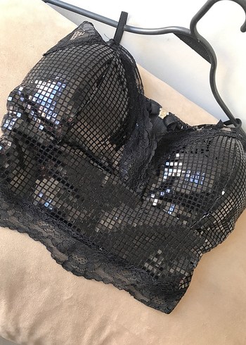 Siyah Dantel Detaylı Strappy Bustiyer