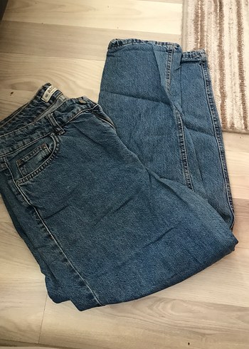Gri Mavi Midi Boy Rahat Kesim Kadın Kot Pantolon