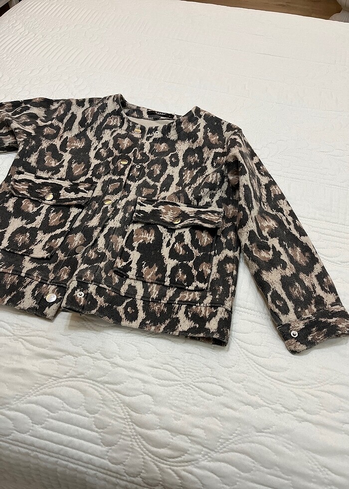 Leopar desenli ceket - Görsel 2