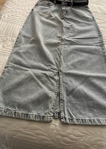 Gri Uzun Kot Etek, Kemerli, Rahat Kesim - Görsel 8