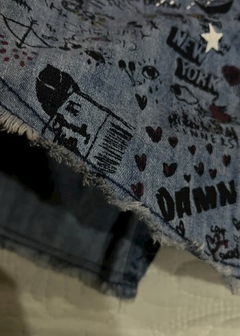 Desenli Düğmeli Kadın Kot Ceket - Görsel 6