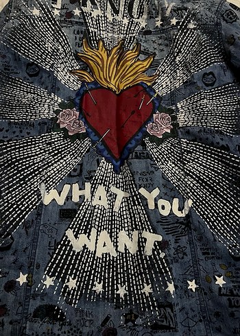 Desenli Düğmeli Kadın Kot Ceket - Görsel 5