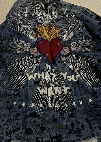 Desenli Düğmeli Kadın Kot Ceket - Görsel 4