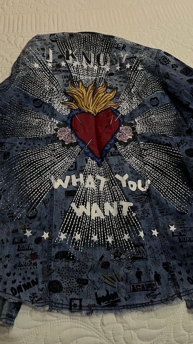 Desenli Düğmeli Kadın Kot Ceket - Görsel 4