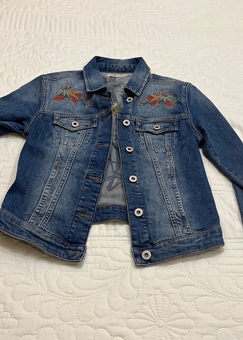 Nakışlı Mavi Kadın Denim Ceket - Görsel 2