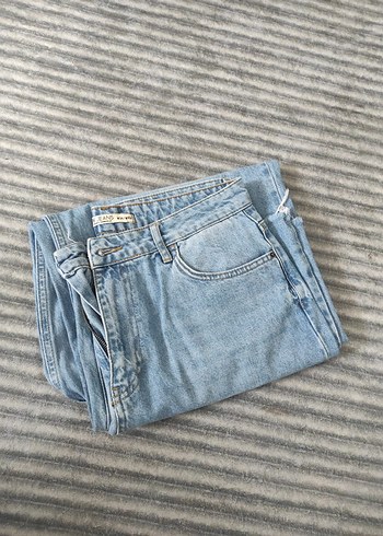 44 Beden mavi Renk DF JEANS Rahat Kesim Midi Mavi Kadın Kot Pantolon