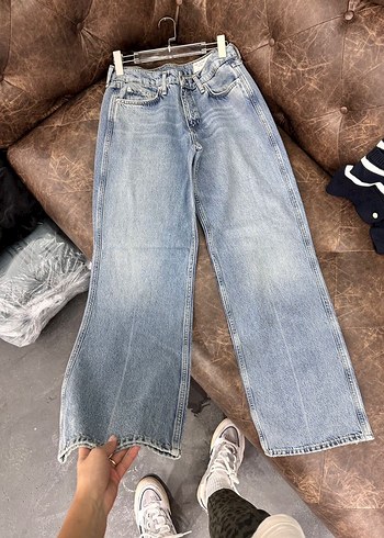 Rag & Bone Acik Mavi Yuksek Bel Genis Paca Jean