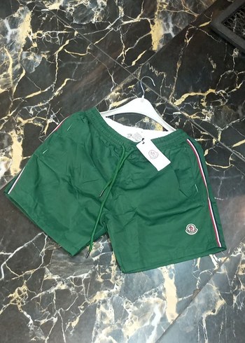 Moncler Stil Çizgili Erkek Şort - Yeşil
