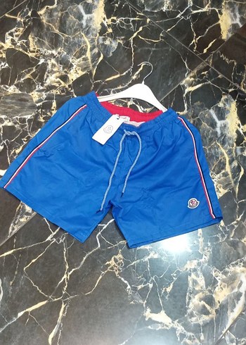 Moncler Stili Erkek Yüzme Şortu Mavi