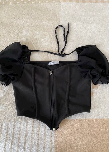 Siyah Gotik Mini Straplez Büstiyer - Görsel 2