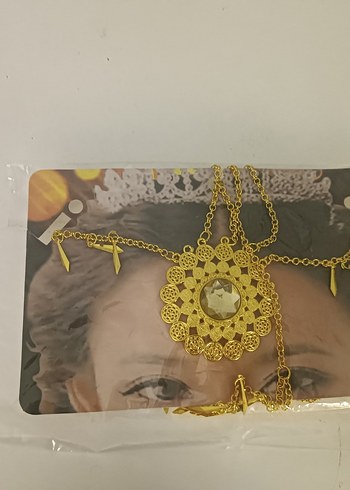 Uzun Zincir Detaylı Bohem Altın saç aksesuarı - Görsel 3