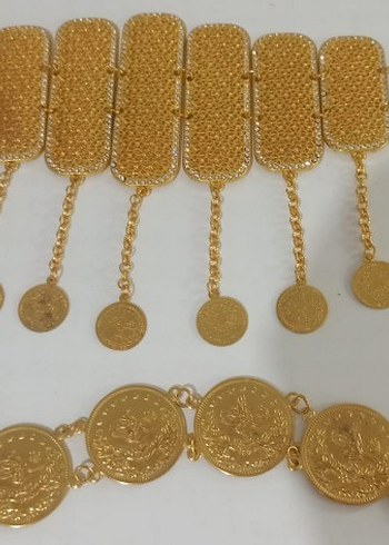 İşlemeli Altın Renkli Zincirli Kadın El Zinciri - Görsel 4