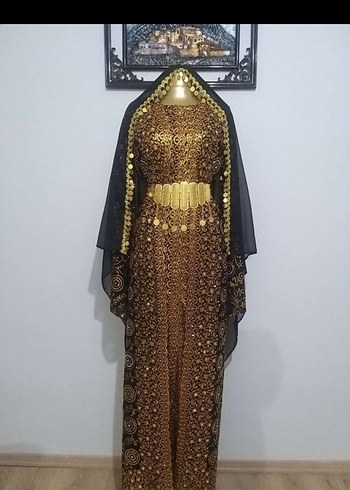 Kadın Altın Renkli Uzun Bohem Henna Elbise - Görsel 6