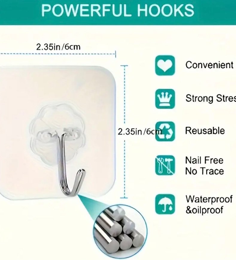 Duvar Delmeye Son Güçlü Yapışkanlı Kanca - Görsel 4