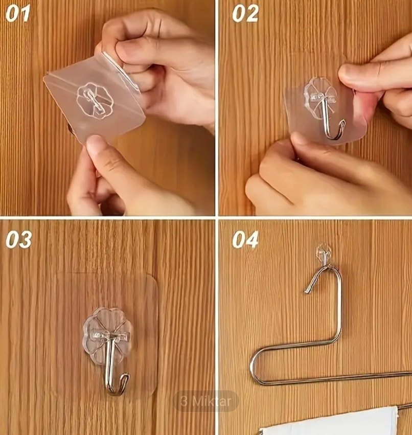 Duvar Delmeye Son Güçlü Yapışkanlı Kanca - Görsel 5
