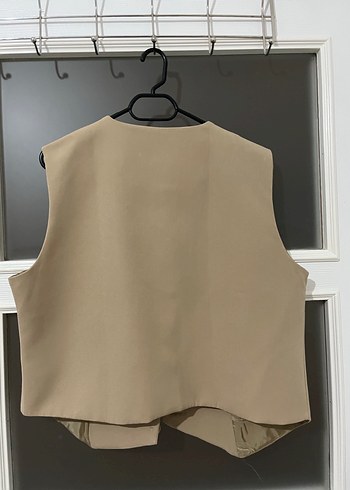 Düğmeli Bej Kadın Yelek - Görsel 2