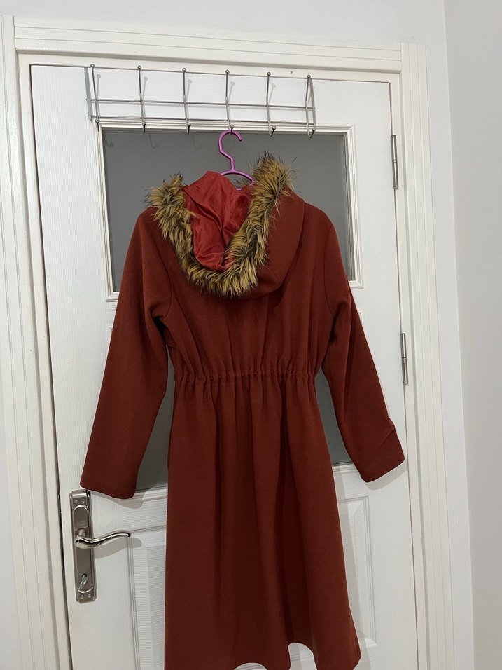 Kahverengi Kürklü Uzun Kadın Kaban - Görsel 3