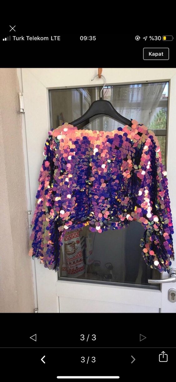 Kadın Çok Renkli Parlak Mini Bluz - Görsel 2