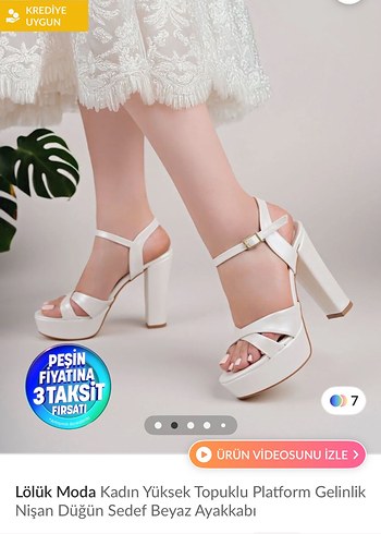 Beyaz Nakışlı Platform Topuklu Kadın Ayakkabı - Görsel 2