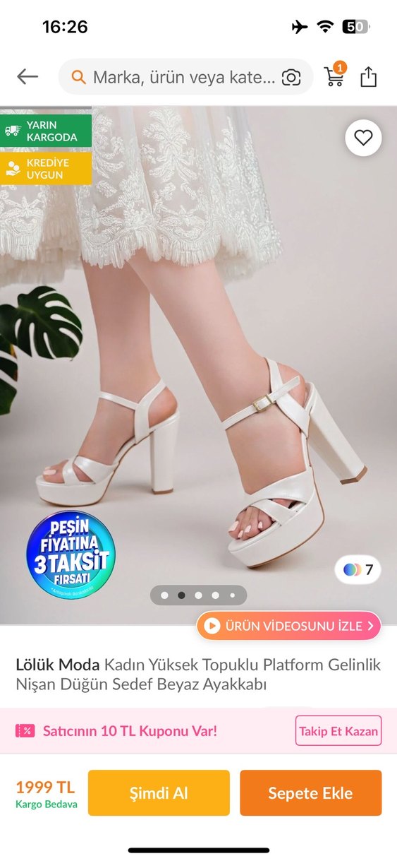 Beyaz Nakışlı Platform Topuklu Kadın Ayakkabı - Görsel 2