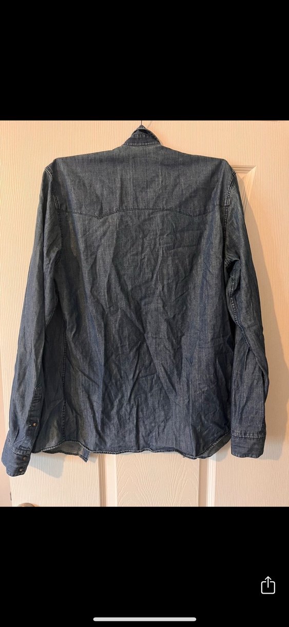 Gri Denim Erkek Gömlek Uzun Kollu - Görsel 2