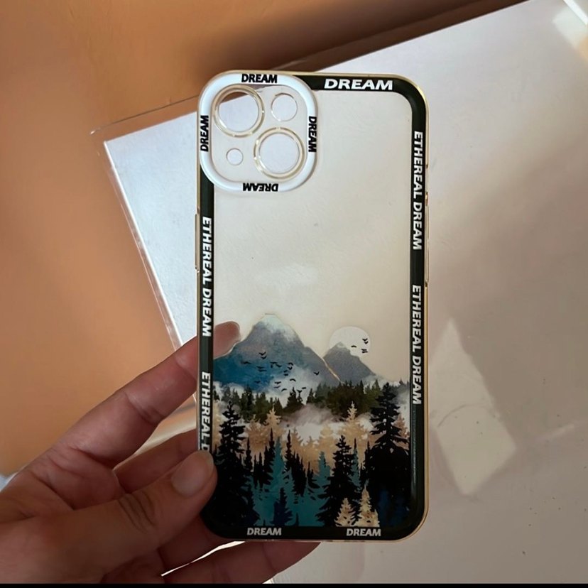 Bej Bohem Tarz Şeffaf Telefon Kılıfı - Görsel 2