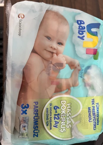Uni Baby Hassas 6-12 Ay Parfümsüz Mendil 3x