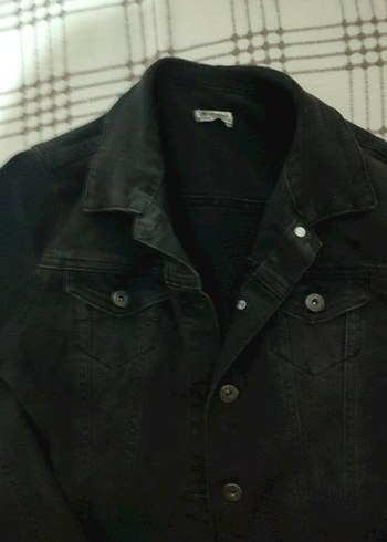 Defacto Siyah Düğmeli Kadın Denim Ceket