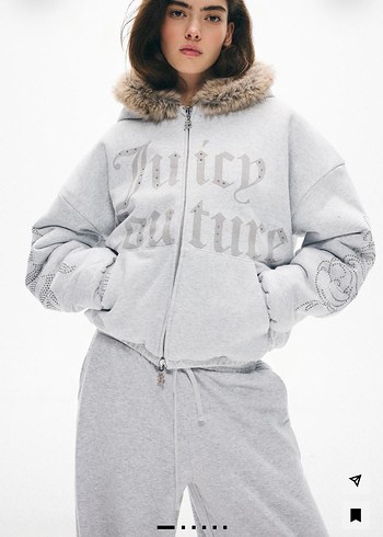 Bershka Juicy Couture Gri Kapusonlu Sweatshirt