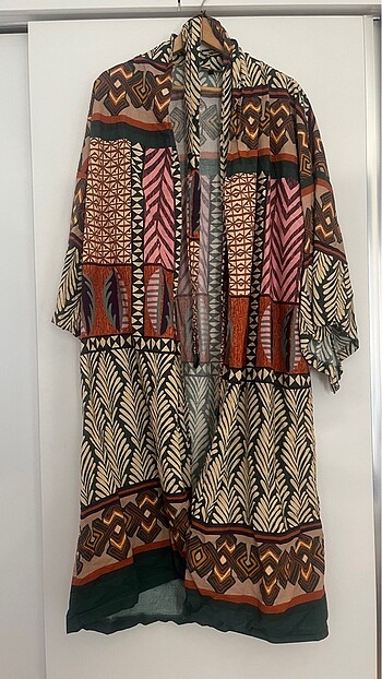 Renkli keten kimono