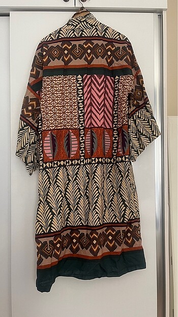 Renkli keten kimono - Görsel 2