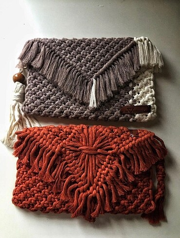  Beden El yapımı makrome clutch çanta