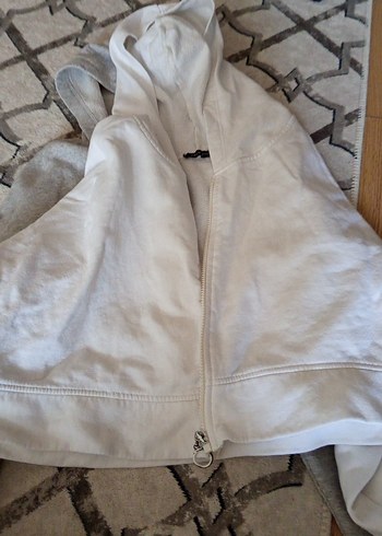 l Beden Beyaz Kapüşonlu Kadın Sweatshirt