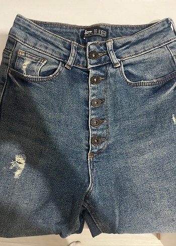 Düğmeli Kadın Denim Jean