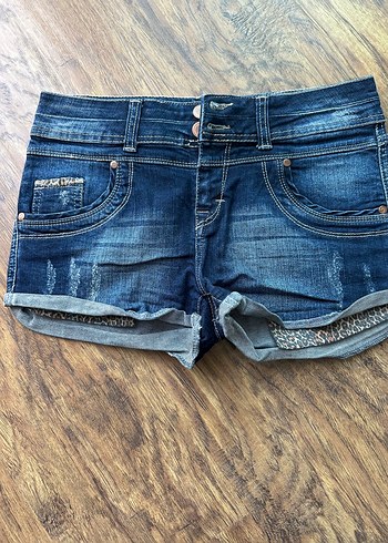 Koyu Mavi Mini Denim Şort