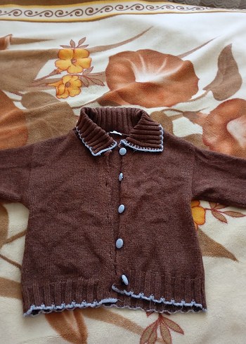 Kahverengi Triko Gömlek Yaka Kadın Hırka - Görsel 5