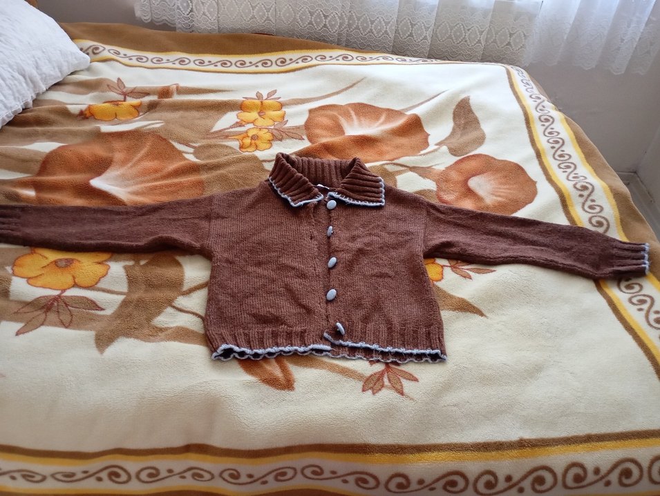 Kahverengi Triko Gömlek Yaka Kadın Hırka - Görsel 4