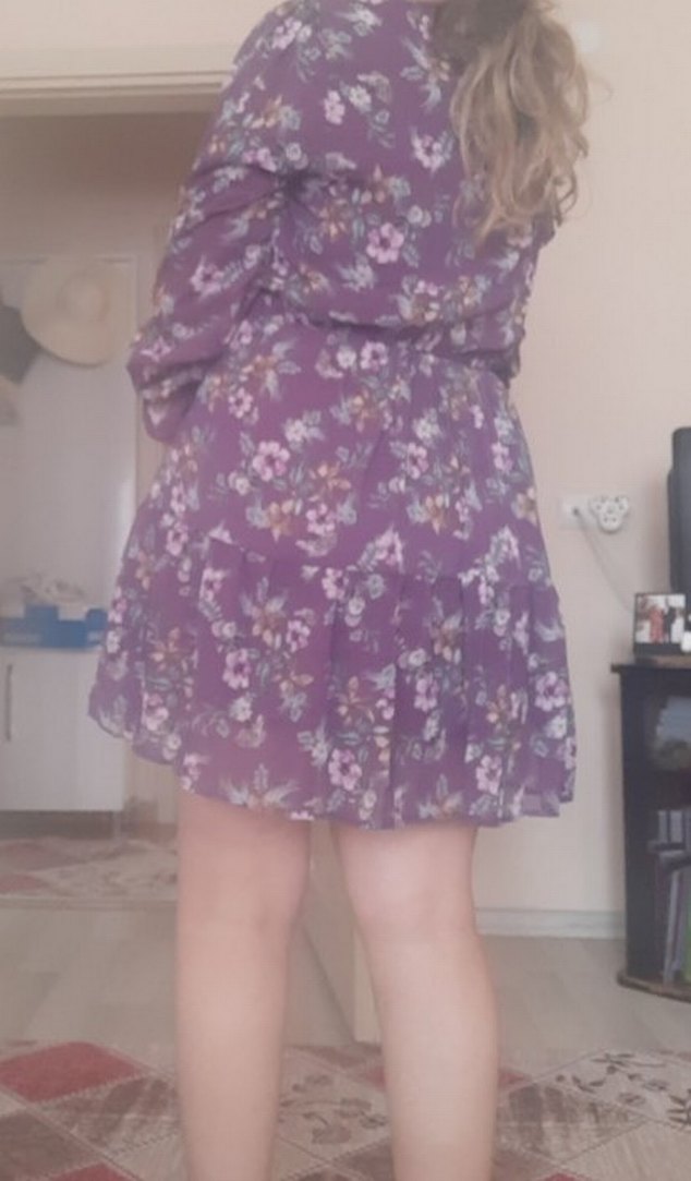 Uzun Kollu Mor Çiçekli Bohem Elbise - Görsel 5