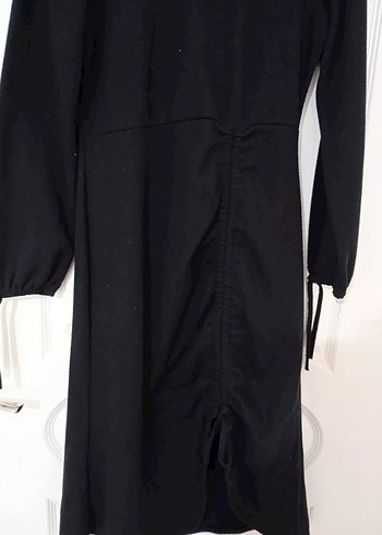 Siyah V Yaka Strappy Midi Kalem Elbise - Görsel 6