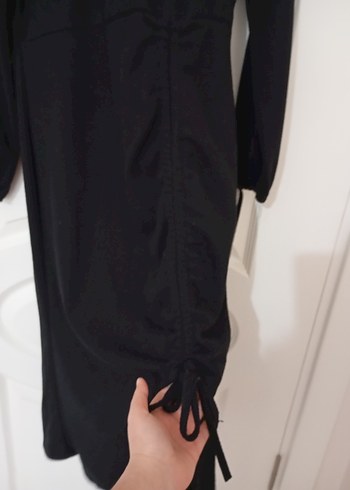 Siyah V Yaka Strappy Midi Kalem Elbise - Görsel 7