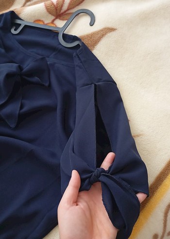 Kadın Lacivert Kısa Kollu Salaş Tişört - Görsel 4