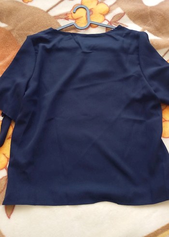 Kadın Lacivert Kısa Kollu Salaş Tişört - Görsel 3