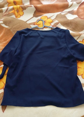 Kadın Lacivert Kısa Kollu Salaş Tişört - Görsel 2