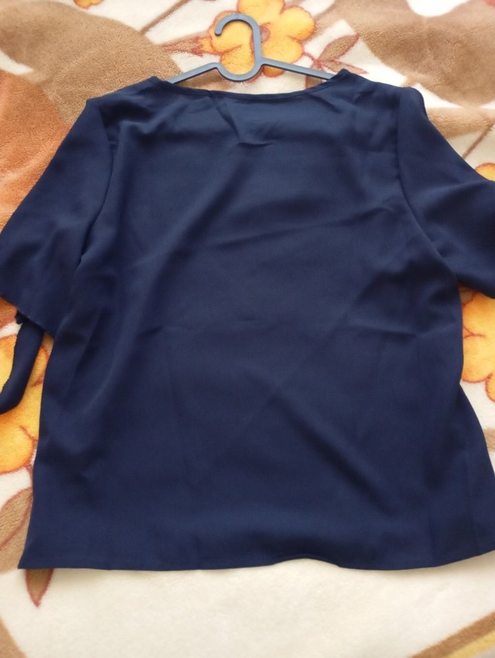 Kadın Lacivert Kısa Kollu Salaş Tişört - Görsel 3