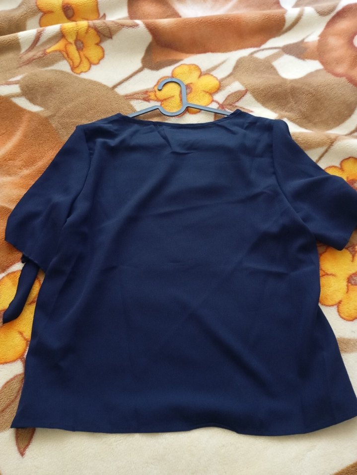 Kadın Lacivert Kısa Kollu Salaş Tişört - Görsel 2