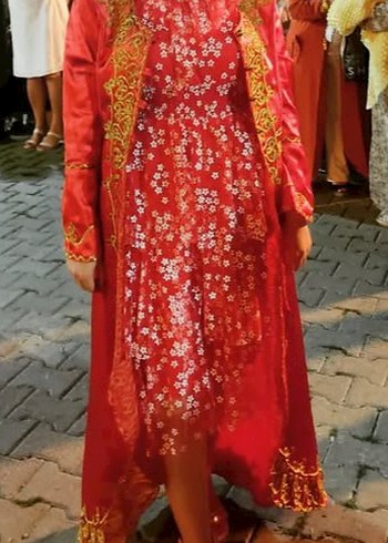 Kırmızı Çiçekli Midi Bohem Elbise - Görsel 7