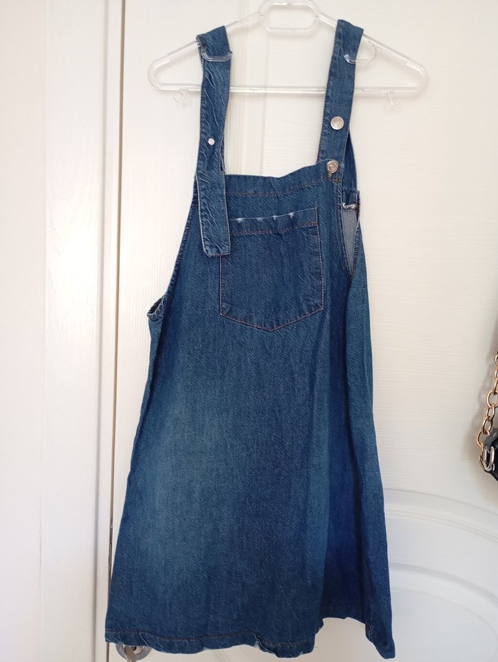 Kızlar İçin Mavi Kot Salopet - Görsel 2