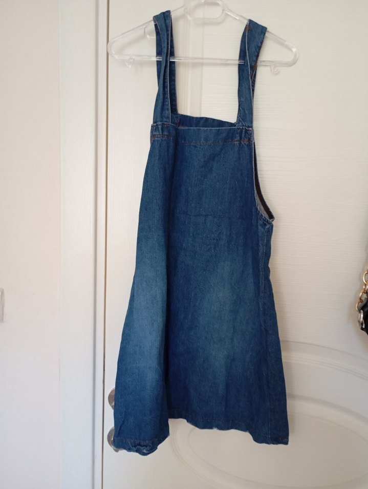 Kızlar İçin Mavi Kot Salopet - Görsel 3