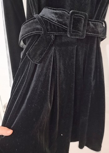 Siyah Kadife Uzun Kollu Mini Elbise - Görsel 5