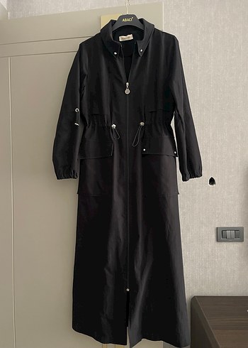 Kadın Gri Uzun Fermuarlı Kaban - Görsel 4